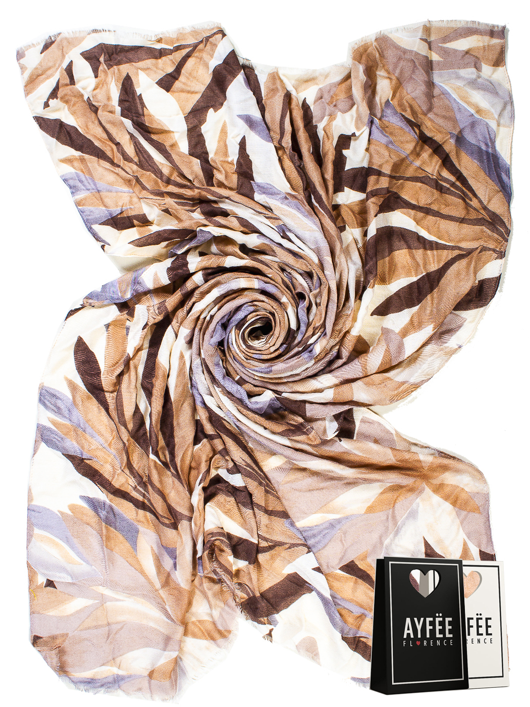 STOLA STAMPA GEOMETRICAL FLOWER, CM 90*180, 100% VISCOSE , MADE IN PRC - BEIGE